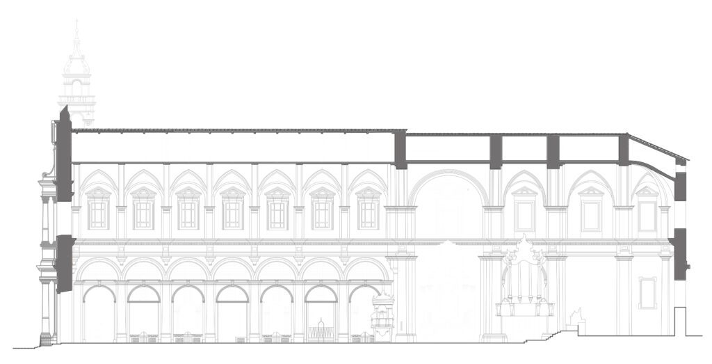 Sezione longitudinale della chiesa