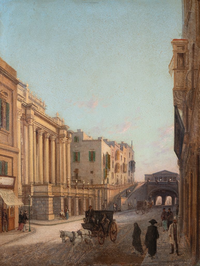 ‘Valletta -Porta Reale & environs’ by Girolamo Gianni. Oil on cardboard. Late nineteenth century. Reproduced by kind permission of Heritage Malta.